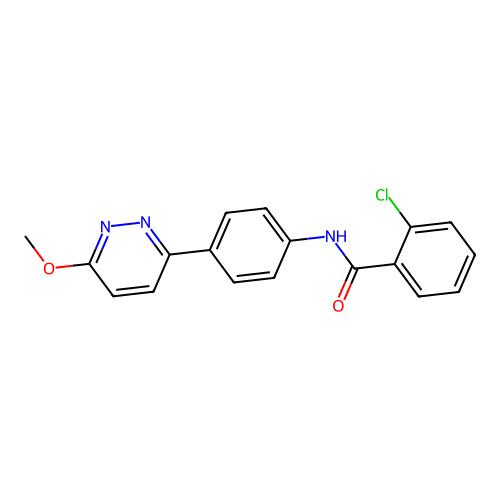 2-chloro-N-[4-(6-methoxypyridazin-3-yl)phenyl]benzamide structure