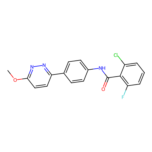 2-chloro-6-fluoro-N-[4-(6-methoxypyridazin-3-yl)phenyl]benzamide structure