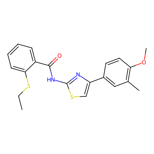 2-(ethylthio)-N-(4-(4-methoxy-3-methylphenyl)thiazol-2-yl)benzamide structure
