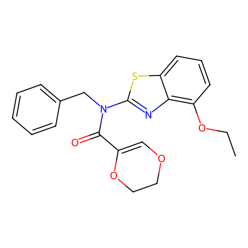 N-benzyl-N-(4-ethoxybenzo[d]thiazol-2-yl)-5,6-dihydro-1,4-dioxine-2-carboxamide structure