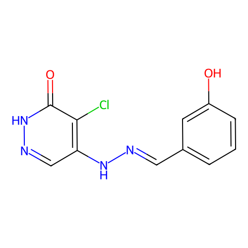 5-chloro-4-[2-[(3-hydroxyphenyl)methylidene]hydrazinyl]-1H-pyridazin-6-one structure