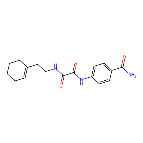 N'-(4-carbamoylphenyl)-N-[2-(cyclohexen-1-yl)ethyl]oxamide structure