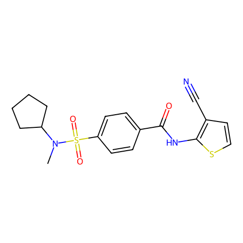 N-(3-cyanothiophen-2-yl)-4-[cyclopentyl(methyl)sulfamoyl]benzamide structure