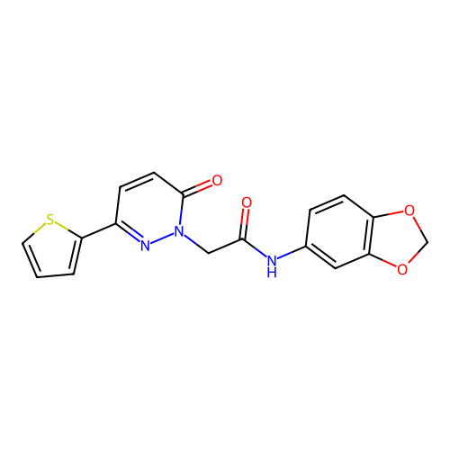 N-(1,3-benzodioxol-5-yl)-2-[6-oxo-3-(thiophen-2-yl)pyridazin-1(6H)-yl]acetamide structure