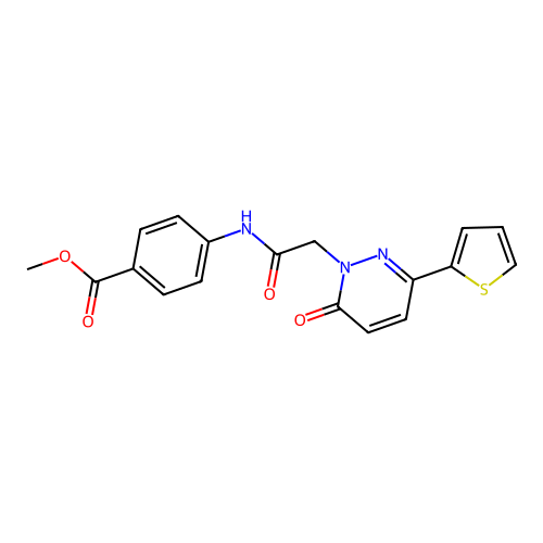 methyl 4-({[6-oxo-3-(thiophen-2-yl)pyridazin-1(6H)-yl]acetyl}amino)benzoate structure