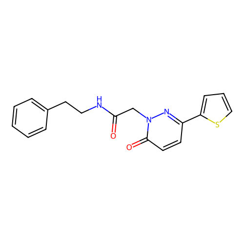 2-(6-oxo-3-(thiophen-2-yl)pyridazin-1(6H)-yl)-N-phenethylacetamide structure