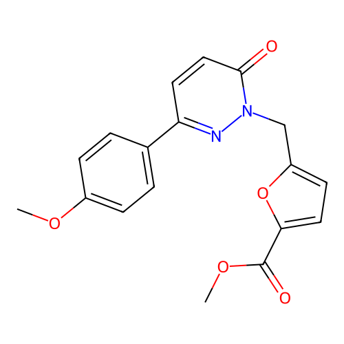 methyl 5-((3-(4-methoxyphenyl)-6-oxopyridazin-1(6H)-yl)methyl)furan-2-carboxylate structure