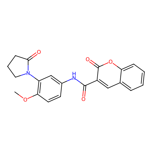 N-[4-methoxy-3-(2-oxopyrrolidin-1-yl)phenyl]-2-oxochromene-3-carboxamide structure