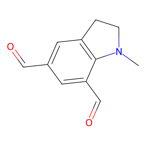 2,3-Dihydro-1-methyl-1H-indole-5,7-dicarboxaldehyde structure