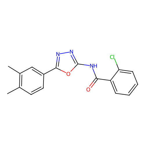 2-chloro-N-[5-(3,4-dimethylphenyl)-1,3,4-oxadiazol-2-yl]benzamide structure