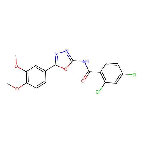 2,4-dichloro-N-[5-(3,4-dimethoxyphenyl)-1,3,4-oxadiazol-2-yl]benzamide structure