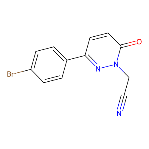 2-(3-(4-bromophenyl)-6-oxopyridazin-1(6H)-yl)acetonitrile structure