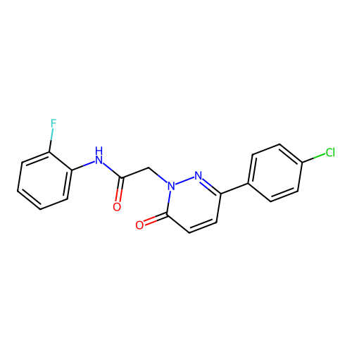 2-(3-(4-chlorophenyl)-6-oxopyridazin-1(6H)-yl)-N-(2-fluorophenyl)acetamide structure
