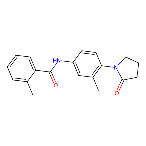 2-methyl-N-[3-methyl-4-(2-oxopyrrolidin-1-yl)phenyl]benzamide structure