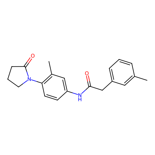 N-[3-methyl-4-(2-oxopyrrolidin-1-yl)phenyl]-2-(3-methylphenyl)acetamide structure