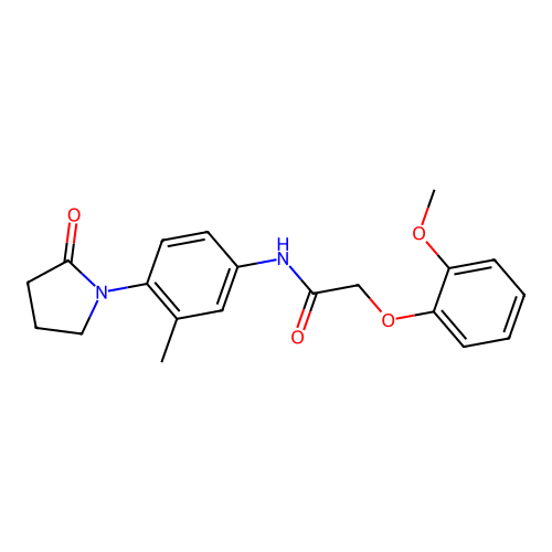 2-(2-methoxyphenoxy)-N-[3-methyl-4-(2-oxopyrrolidin-1-yl)phenyl]acetamide structure