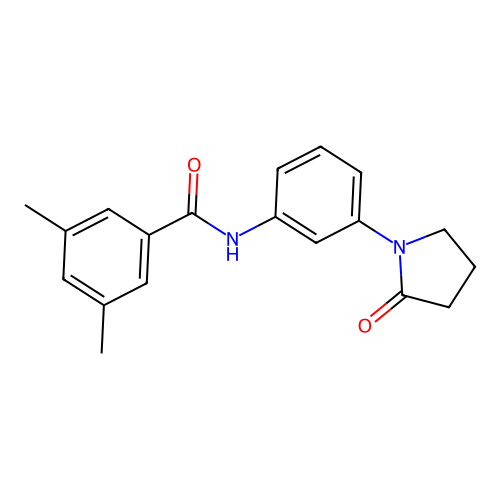 3,5-dimethyl-N-[3-(2-oxopyrrolidin-1-yl)phenyl]benzamide structure