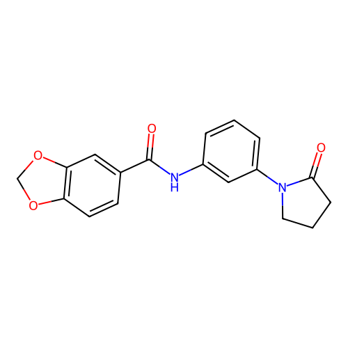 N-[3-(2-oxopyrrolidin-1-yl)phenyl]-1,3-benzodioxole-5-carboxamide structure