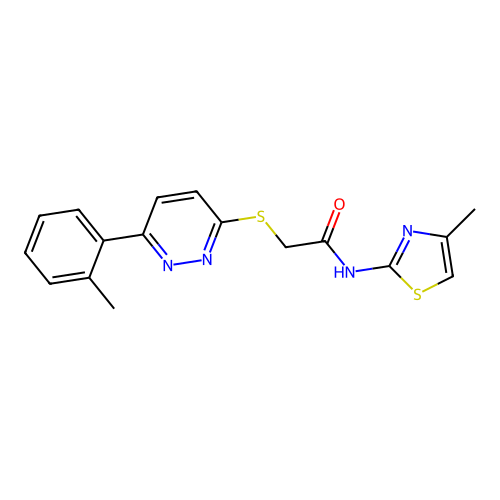 N-(4-methylthiazol-2-yl)-2-((6-(o-tolyl)pyridazin-3-yl)thio)acetamide structure