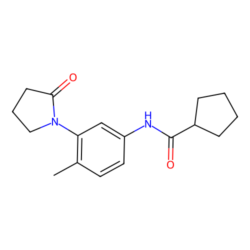 N-[4-methyl-3-(2-oxopyrrolidin-1-yl)phenyl]cyclopentanecarboxamide structure