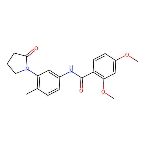 2,4-dimethoxy-N-[4-methyl-3-(2-oxopyrrolidin-1-yl)phenyl]benzamide structure