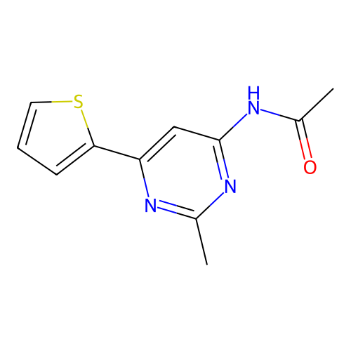 N-(2-methyl-6-thiophen-2-ylpyrimidin-4-yl)acetamide structure