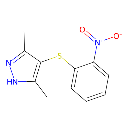 3,5-Dimethyl-4-[(2-nitrophenyl)thio]-1H-pyrazole structure