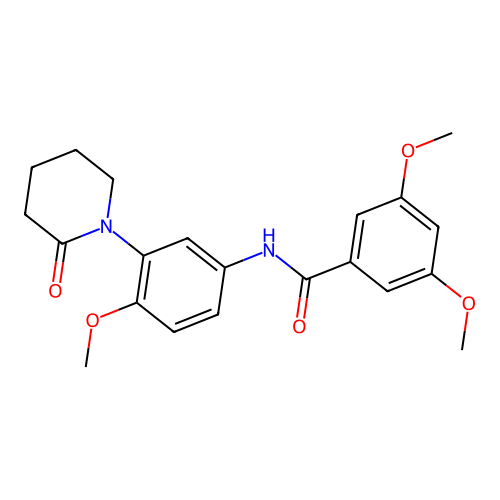 3,5-dimethoxy-N-[4-methoxy-3-(2-oxopiperidin-1-yl)phenyl]benzamide structure