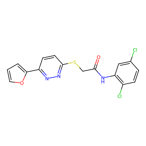 N-(2,5-dichlorophenyl)-2-[6-(furan-2-yl)pyridazin-3-yl]sulfanylacetamide structure