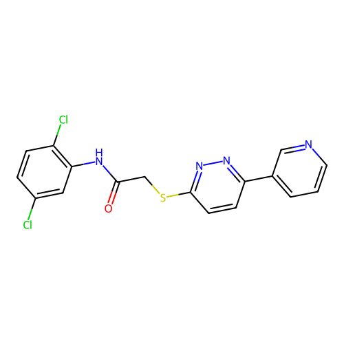 N-(2,5-dichlorophenyl)-2-(6-pyridin-3-ylpyridazin-3-yl)sulfanylacetamide structure