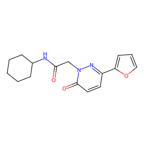 N-cyclohexyl-2-(3-(furan-2-yl)-6-oxopyridazin-1(6H)-yl)acetamide structure