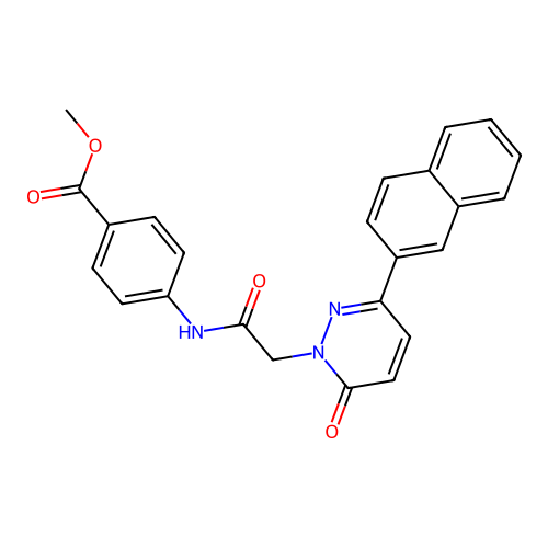 methyl 4-(2-(3-(naphthalen-2-yl)-6-oxopyridazin-1(6H)-yl)acetamido)benzoate structure