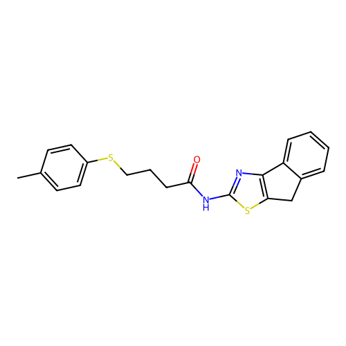 N-(8H-indeno[1,2-d]thiazol-2-yl)-4-(p-tolylthio)butanamide structure