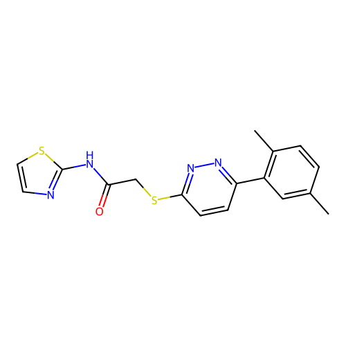 2-((6-(2,5-dimethylphenyl)pyridazin-3-yl)thio)-N-(thiazol-2-yl)acetamide structure