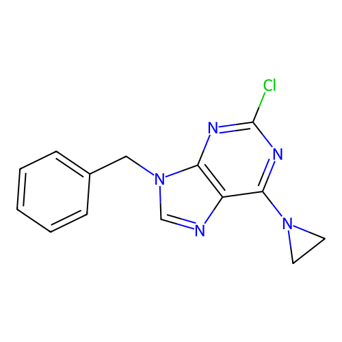 9H-Purine, 6-aziridinyl-9-benzyl-2-chloro- structure
