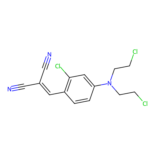 ({4-[Bis(2-chloroethyl)amino]-2-chlorophenyl}methylidene)propanedinitrile structure