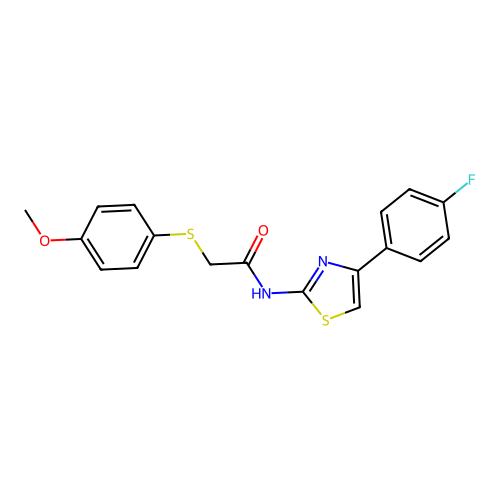 N-(4-(4-fluorophenyl)thiazol-2-yl)-2-((4-methoxyphenyl)thio)acetamide structure