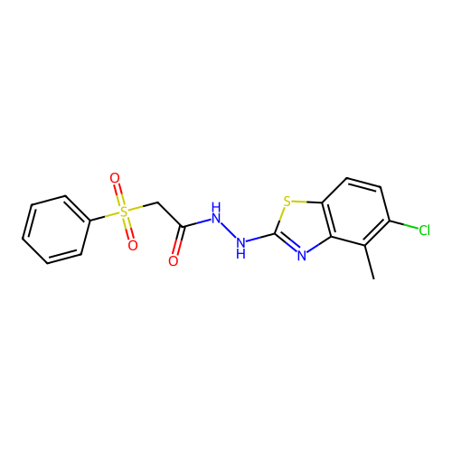 2-(benzenesulfonyl)-N'-(5-chloro-4-methyl-1,3-benzothiazol-2-yl)acetohydrazide structure