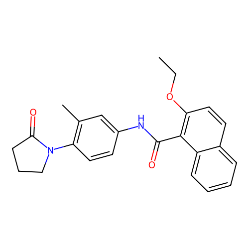 2-ethoxy-N-[3-methyl-4-(2-oxopyrrolidin-1-yl)phenyl]naphthalene-1-carboxamide structure