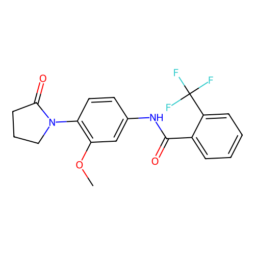 N-[3-methoxy-4-(2-oxopyrrolidin-1-yl)phenyl]-2-(trifluoromethyl)benzamide structure