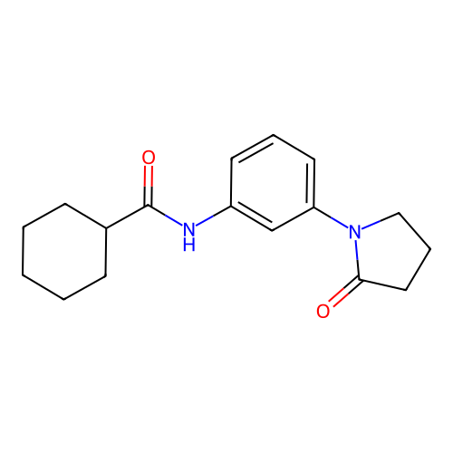 N-[3-(2-oxopyrrolidin-1-yl)phenyl]cyclohexanecarboxamide structure
