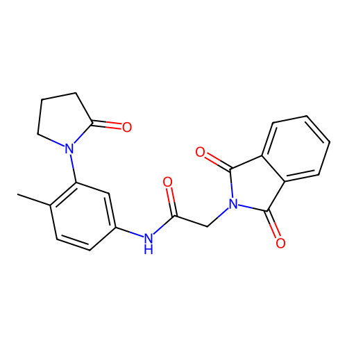 2-(1,3-dioxoisoindol-2-yl)-N-[4-methyl-3-(2-oxopyrrolidin-1-yl)phenyl]acetamide structure