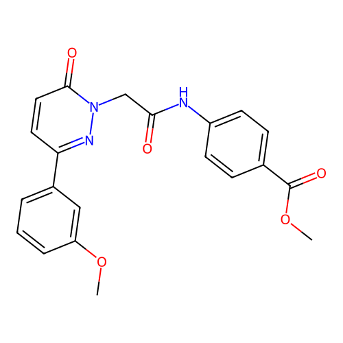 methyl 4-({[3-(3-methoxyphenyl)-6-oxopyridazin-1(6H)-yl]acetyl}amino)benzoate structure