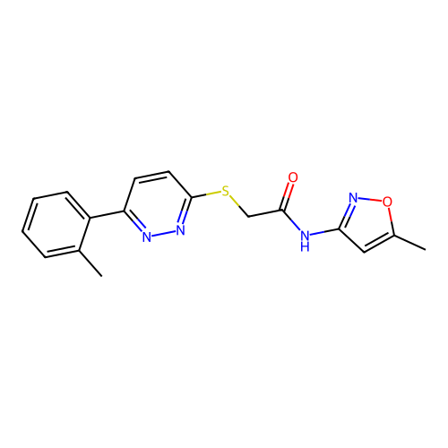 N-(5-methylisoxazol-3-yl)-2-((6-(o-tolyl)pyridazin-3-yl)thio)acetamide structure