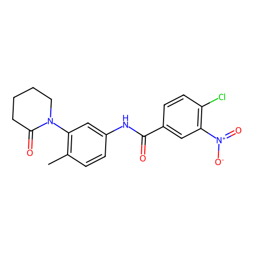 4-chloro-N-[4-methyl-3-(2-oxopiperidin-1-yl)phenyl]-3-nitrobenzamide structure