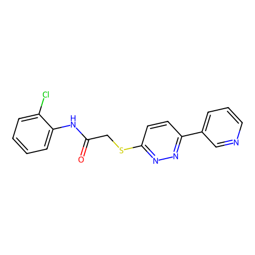 N-(2-chlorophenyl)-2-(6-pyridin-3-ylpyridazin-3-yl)sulfanylacetamide structure
