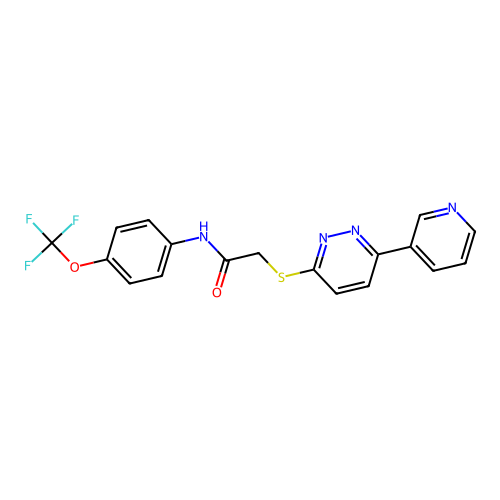 2-(6-pyridin-3-ylpyridazin-3-yl)sulfanyl-N-[4-(trifluoromethoxy)phenyl]acetamide structure