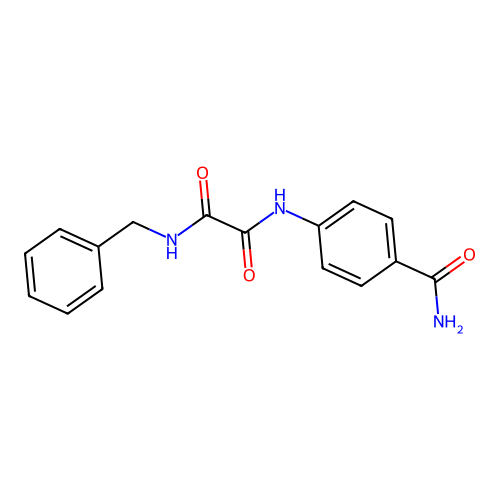 N1-benzyl-N2-(4-carbamoylphenyl)oxalamide structure