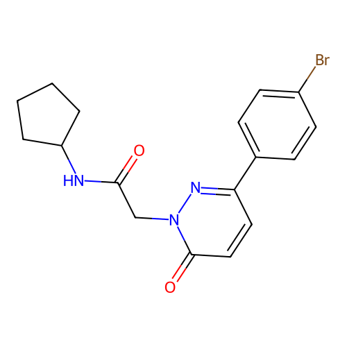 2-(3-(4-bromophenyl)-6-oxopyridazin-1(6H)-yl)-N-cyclopentylacetamide structure
