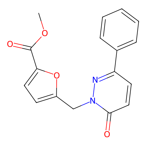 Methyl 5-[(6-oxo-3-phenylpyridazin-1-yl)methyl]furan-2-carboxylate structure